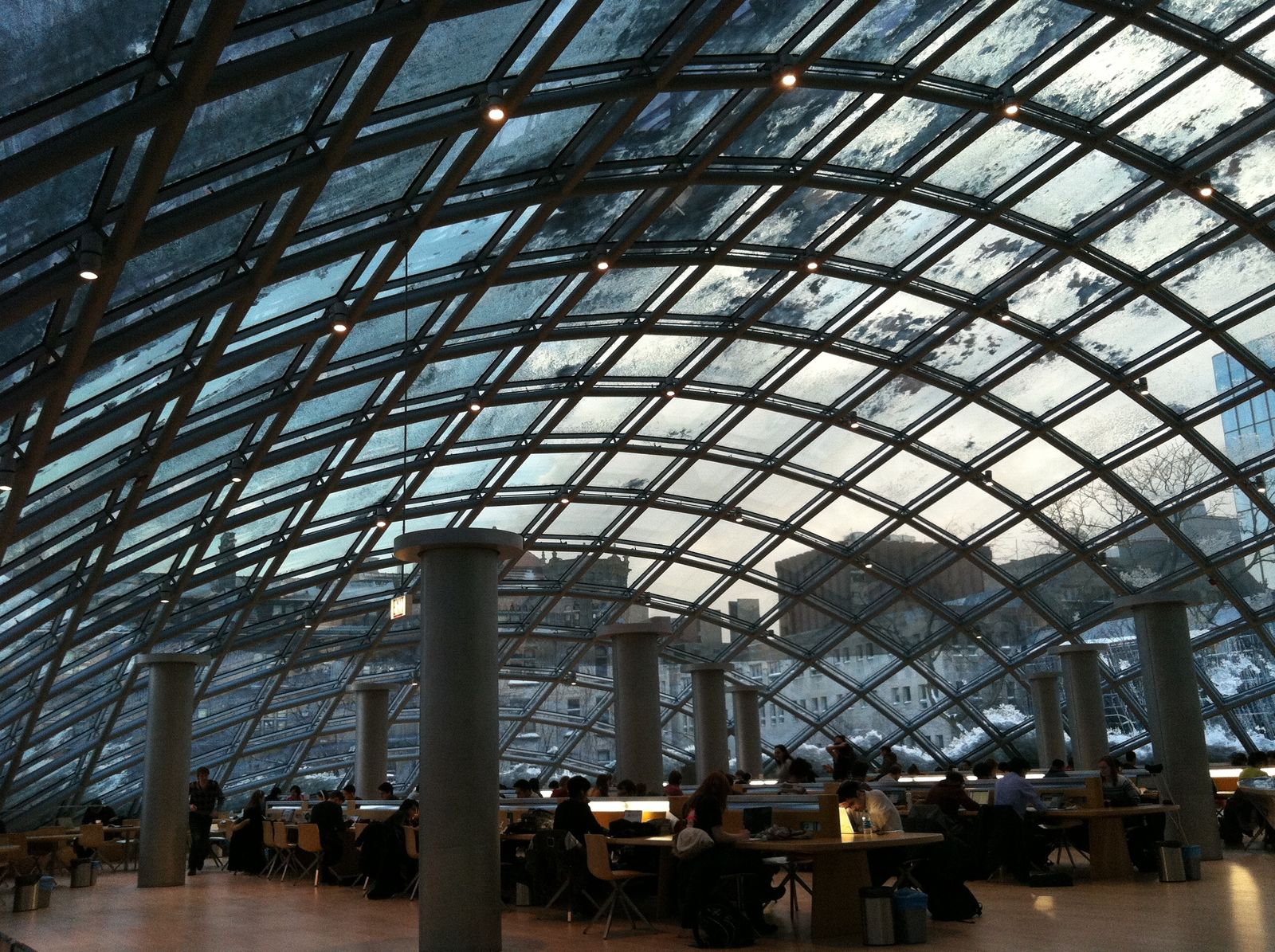 The reading room under the glass dome of the Mansueto Library